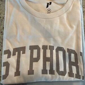 White Graphic Tee with Gray Lettering